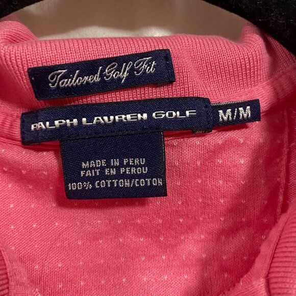 Ralph Lauren Golf Pink White Polka Dot Sleeveless Tailored Golf Fit Polo Shirt M - Picture 2 of 6